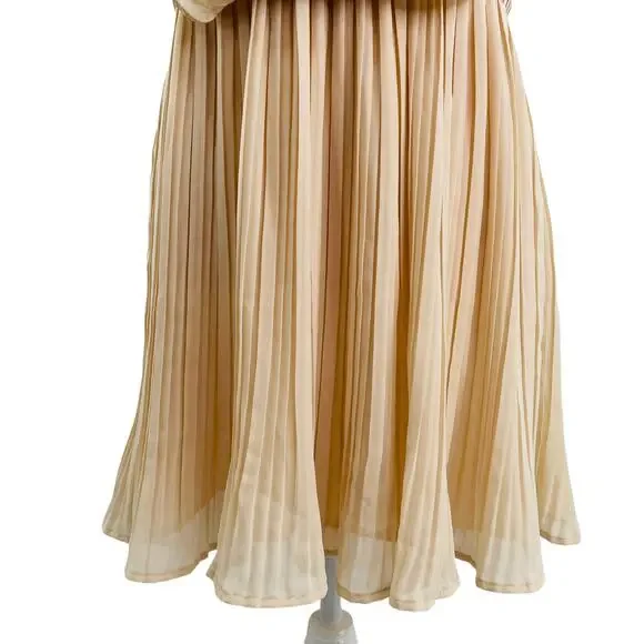 ASOS Cream Pleated Faux Wrap Bodice Sleeveless Grecian Dress Fit & Flare 6 - Picture 8 of 13